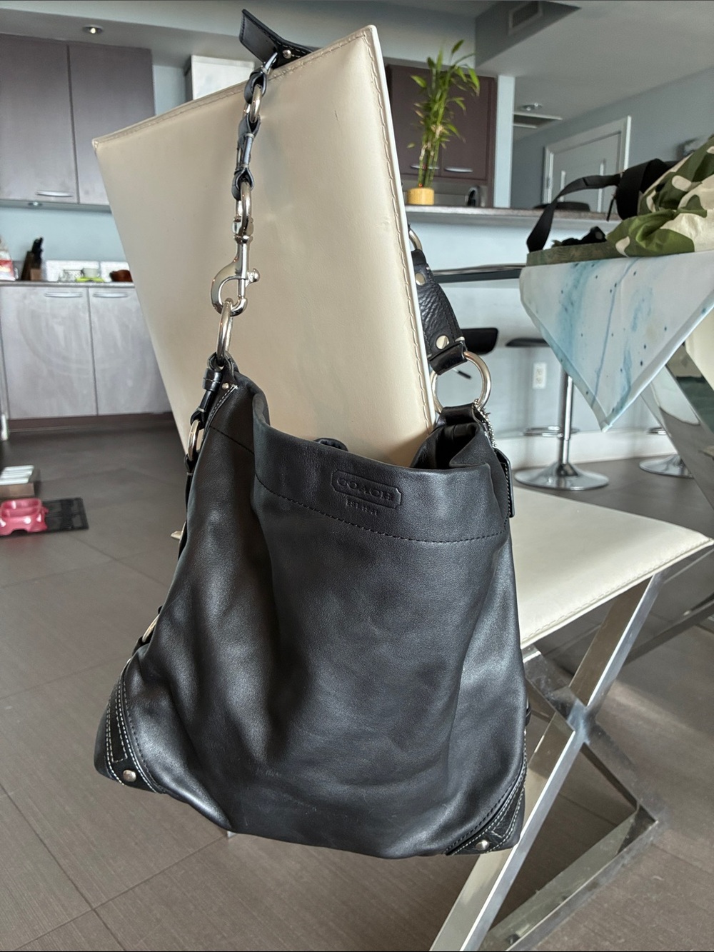 Coach Black Leather Hobo Shoulder Bag